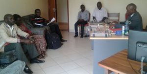 Suben, WFP and KRC during a staff meeting at WFP — at Hoima. 